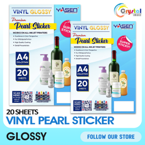 Yasen Vinyl Pearl Sticker Paper 20 Sheets 150GSM A4 Size for Stickers Printable Photo Label Waterproof for AdhesiveDecal