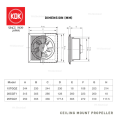 KDK/MINLITE 8"/ 10" inch Ceiling Mounted Ventilating Fan / Exhaust Fan 20CQT /25TGQ7, ML-10VFCM. 