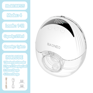 BAONEO Wearable Electric Breast Pump 4 Modes & 12 Gears Rechargeable Hands-Free Breast Pump