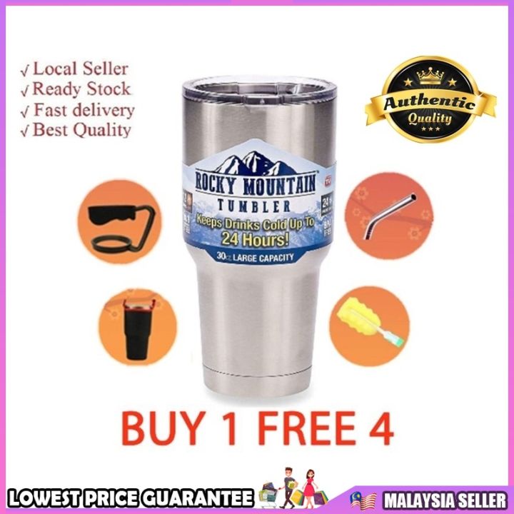 Rocky Mountain Tumbler 900ML Double Wall Bilayer Vacuum Insulated + 4