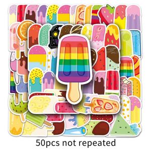 50pcs Cute Popsicle Waterproof Vinyl Cartoon Ice Cream Popsicle Sticker Pack For Girl Laptop Fridge Decorative Sticker