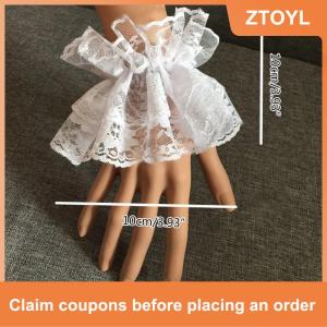 【ZTOYL】 Lolita tay áo cổ tay còng Xù Hoa Đen ren đàn hồi Vòng đeo tay nữ thanh lịch găng tay ren ngắn Halloween