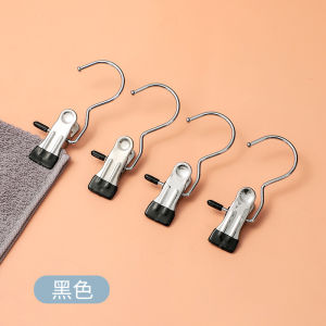 COD【Local Deliver】10PCS Stainless Steel Clothespins Laundry Clothes Pegs with Hook Portable Hanging Clothes Clips Closet Clothes Organizer Hanger