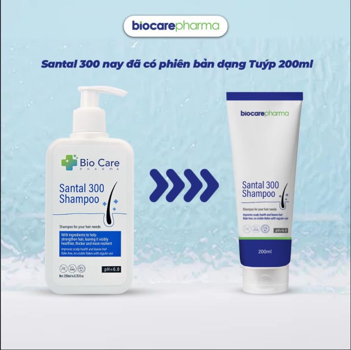 Dầu gội dược liệu BIO CARE PHARMA Santal 300 Shampoo 200ml - giảm gàu, nấm ngứa da đầu