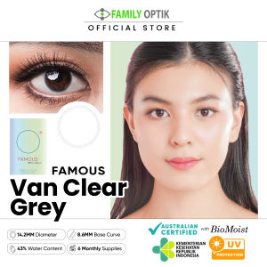 Famous With Biomoist Van Clear Grey Monthly Softlens Warna