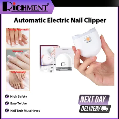 RICHMENT 2 in 1 Luxury Electric Nail Clipper Upgraded Automatic with Polishing Dust Storage & LED Night Light Nail File Toenail Trimmer Gifts for Women Men Mom Her Him Kids Adults Senior Baby Students Teachers Home Office Christmas Gifts Best Gifts