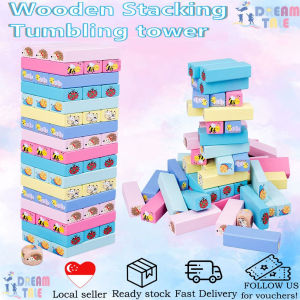 [SG Instock] 51pcs Wooden Animals Tower Building Blocks Toy Domino Stacking Board Game Montessori Educational game