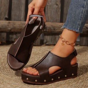 [Free Shipping] New Women’S Summer Platform Fish-Mouth Sandals Available In Plus Sizes With Velcro Straps