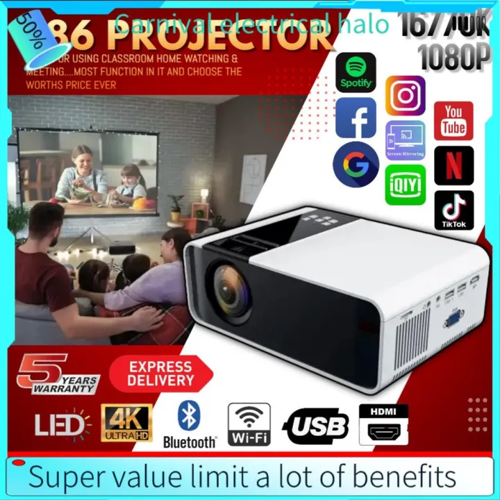 projector ❖MONOZ 6000 lumens Projector G86 projector 4k Mini projector android projektor lcd projector mini投影仪 投影机 投影儀小型家用♧