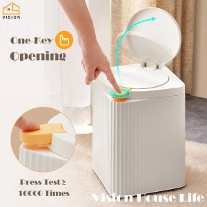 Vision Japanese Press Dustbin Double-layer Thickened Garbage Can Household Sorting Trash Bin with Cover Desktop Toilet Paper Basket Storage Box