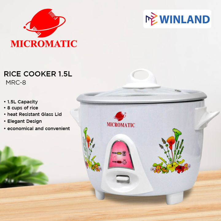 MICROMATIC Original Rice Cooker 1.5L 8 Cups Of Rice 620 watts Flower