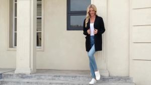 Womens Long Sleeve Cardigan Lightweight Casual Open Front Wool Sweater  with Pocket