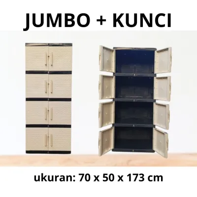 JUMBO - LEMARI PLASTIK SUSUN 4 BESAR MINIMALIS MODERN Full-Kunci [CMP]