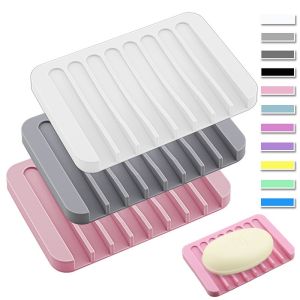 Graceful Soap Dish Eco-friendly Soft Silicone Bathroom Plate Holder Tray Storage