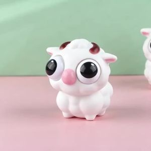 Squishy Toys Pop Eye Squeeze Toy Red Nose White Sheep Christmas Decorations Gifts for Kids Girls