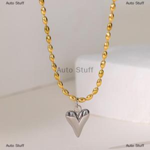 [COD] Auto Stuff สร้อยคอโซ่ลูกปัดจี้หัวใจสแตนเลสชุบทอง สำหรับผู้หญิงของขวัญเครื่องประดับอัญมณีสำหรับคนที่ไม่ก่อให้เกิดอาการแพ้