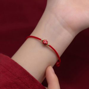 Hmeme Tibetan Lotus Beaded Bracelet Handmade Braided Adjustable Lucky Red Thread Charm Bracelets For Women Men Couple Jewelry