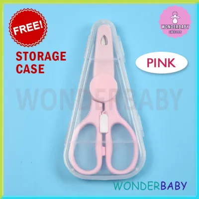 Baby Food Scissors [FREE STORAGE CASE] Safety Lock Noodle Spaghetti Cutter Gunting Makanan Bayi