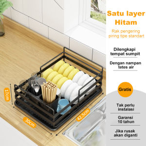 Rak Cuci Piring Stainless Steel Wastafel Dapur Pengering Piring Serbaguna