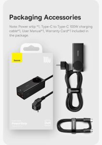 Củ Sạc Siêu Nhanh 100w Gan 3 Pro Baseus Desktop Power Ship Tích Hợp AC – Type C – USB Cho Máy Tính Laptop Điện Thoại - Phân phối bởi TopLink
