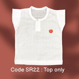 Cotton Eyelet Baby T-shirt Button Set/Comfortable Breathable