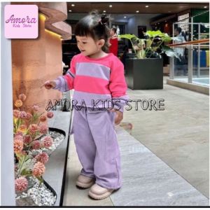Top Fashion Baju Anak Perempuan Lucu Lengan Panjang Model Salur Anak Terbaru Bahan Adem Untuk Usia 6 Bulan - 12 Tahun