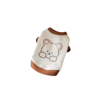 Pet Clothes Cat Dog Dress Pet T-shirt Couple Pet Clothes Waffle Texture INS Style Cute Bear Summer Puppy Clothes