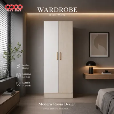 Modern 2 Door Wardrobe Cabinet | Bedroom Storage Closet | Space Saving Design | W60 x D41 x H170CM