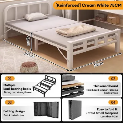 GOLD Foldable Bed Frame Portable Office Bed Black Single Bed katil bujang Bed Base/Katil Single Besi Lipat /Save Space for Bedroom Bedroom Furniture Katil Lipat 折叠床