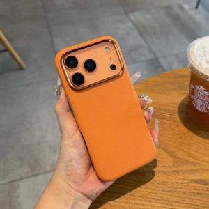 Active Touch Leather for MagSafe Phone Case for iPhone 17 Pro Max 17Pro Air Metal Button Camera Lens Magnetic Charge Matte Cover