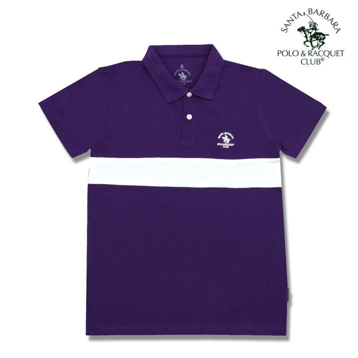 Santa Barbara Polo And Racquet Club Cut and Sew Purple Polo Shirt For