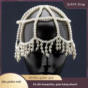 Hàng có sẵn✨ Châu Âu Và Mỹ Phong Cách Mới Dệt Ngọc Trai Tassel Hat Chuỗi Cô Dâu Tính Khí Cao cấp Đa Năng Phụ Kiện Tóc