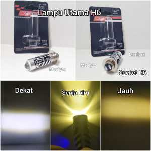 Lampu Depan LED H6 body silver transformer plus senja biru jamin terang CS1055