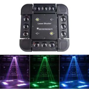Moving spider head light 12led laser Shutter show / moving 4in1 laser RG Strobo