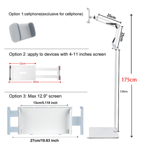Mechanical cantilever floor stand phone holder carbon steel lazy long arm stand for tablets