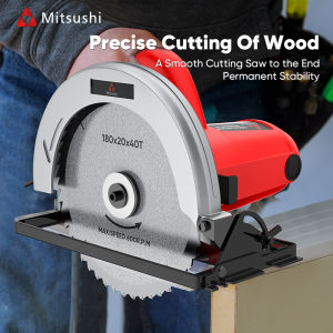 [With Blade]Mitsushi 1450W Circular Saw with Non-slip Handle Woodworking Table Flip Wood Jigsaw Electric Cutter Cutting Machine Wood Cutting Circular Saw Portable Slotting Power Saws