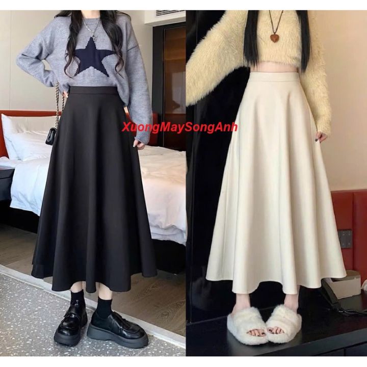 Chân váy dáng dài công sở chữ A có túi 2 bên chất liệu tuyết mưa vitex ...