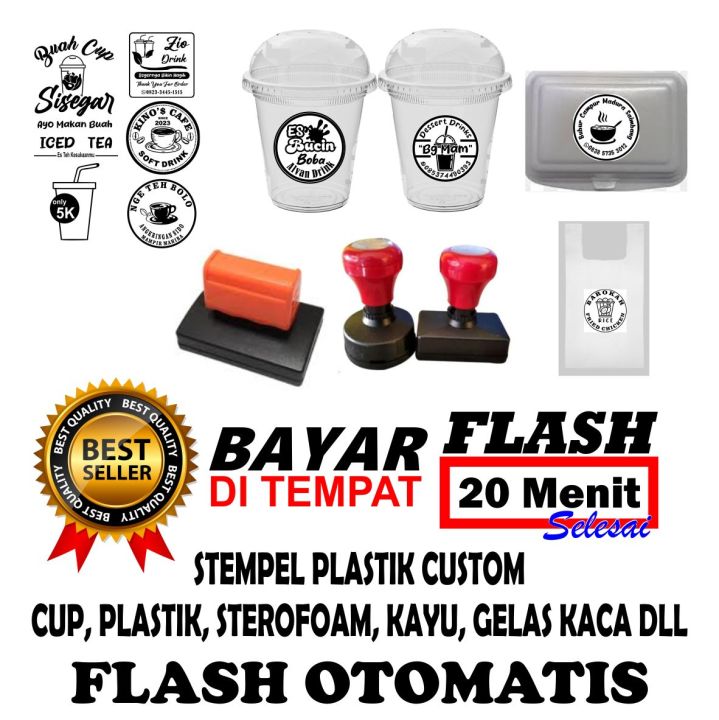 STEMPEL KEMASAN UNTUK PLASTIK, CUP STEROFOAM DLL BAHAN FLASH, stempel cup // stempel plastik