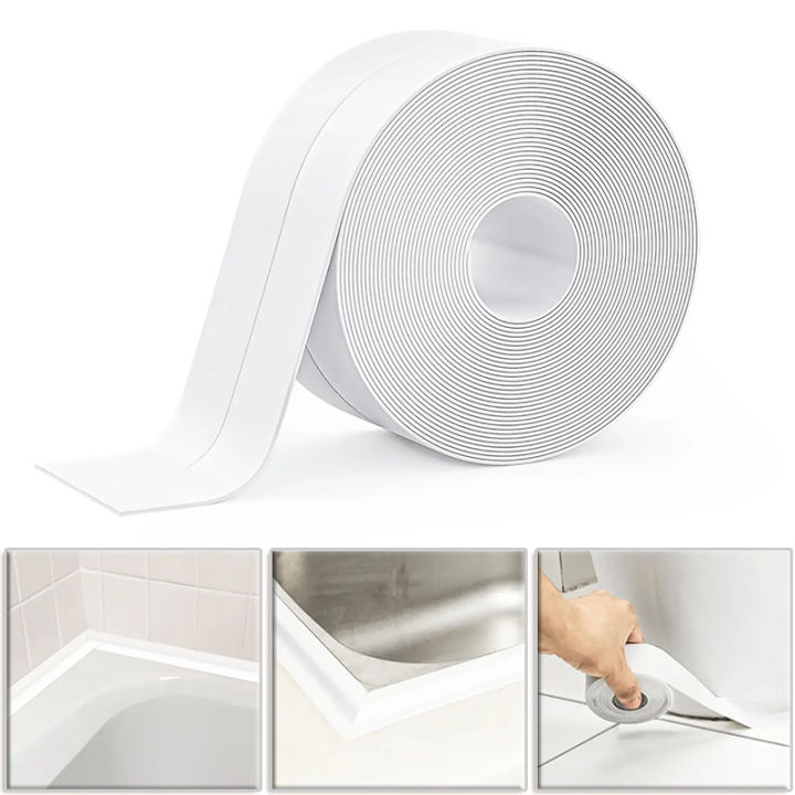 New Shower Bath Sealing Tape Strips PVC Self Adhesive Waterproof Wall Sticker For Bathroom ...