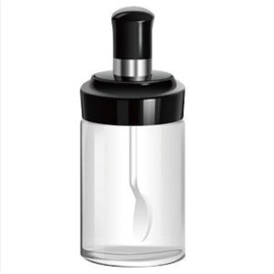 Glass seasoning jar kitchen spoon lid seasoning jar sealed moisture-proof salt seasoning bottle set/调味瓶