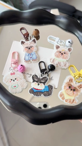 Đầy Màu sắc chó hoạt hình Mặt dây Acrylic Keychain chủ đề động vật Keyring quyến rũ phụ kiện thời trang cho ba lô hoặc ví