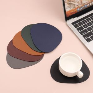 CUFEI Faux Leather Placemat Washable Heat Resistant Dinner Table Mat  Irregular Insulation Coffee Mat