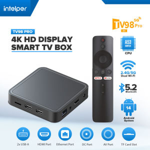 Intelper MXQ Pro TV98 Pro ATV Smart TV Box Ultra HD 4K 8GB Support 2.4G.+5G Dual WIFI+Blutooth With 5.2 Voice Remote Control Android 14.0 Allwinner H313 Quad Core TV Box Media Player Set HDMI 2.0A TV Receivers