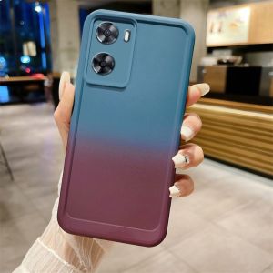Casing For Oppo A57 A77 A77S 4G 5G 2024 Shockproof Soft Phone Case Back Cover Gradient Dual Color Silicone Full Protective
