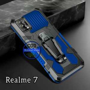 Casing HP untuk Realme 7 Case Armor Belt Clip Case Hp Robot Terbaru Hardcase i-Crystal