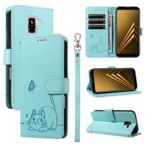 เคสโทรศัพท์ใหม่สำหรับ Samsung Galaxy A6 A8 A7 A9 J4 J6 2018 / A6 J4 J6บวก2018/J5 J7ไพรม์แมวกวักนำโชคเคสเคสแบบพับปิดได้แม่เหล็กช่องเสียบบัตร