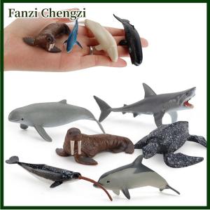 Fanzi Simulation Marine Life Action Figures Ocean Animal Model Educational Toys Cake TopperCollection Gift Shark Dolphin Hammerhead