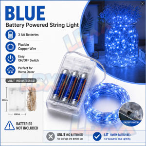 5M/10M LED Fairy Lights Copper Wire String Light Battery Operated 2 Modes Starry Lights Home Party Wedding National Day