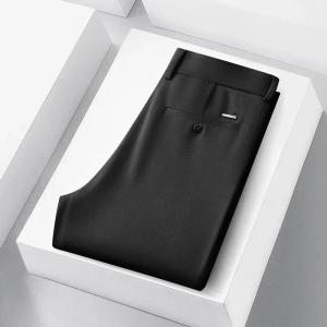 JANE173 2026 Spring Autumn Business Baggy Pants Men Elastic Straight Waist Thick Solid Color Work Trouser for Men Oversize Hombre