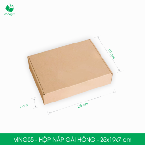 MNG05 - 25x19x7 cm - Combo 20 thùng hộp carton nắp gài hông - Hộp gói hàng hộp quà | Magix Packaging